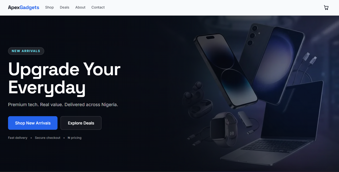 Apex Gadgets website screenshot